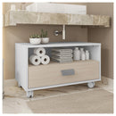 Gabinete Armário Banheiro Com Rodízios Branco Towel Caemmun