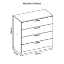 Cômoda Para Quarto Casal 4 Gavetas Sleep Cinza Caemmun