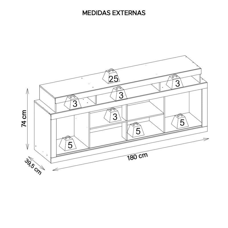 Bancada Rack Para TV até 70 Polegadas Sun Marrom Caemmun