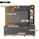 Estante Home Para TV até 70 Polegadas Space Cinza Caemmun