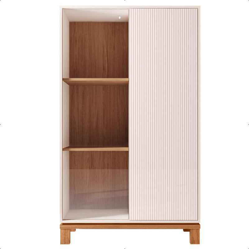 Cristaleira 2 Portas Com Led Interno Jace Bege Caemmun
