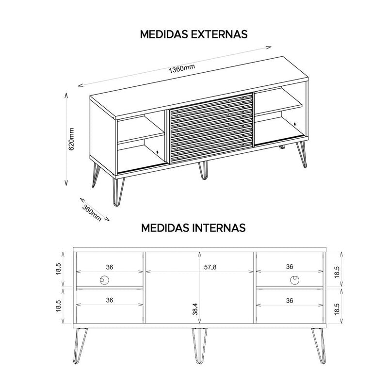 Rack Bancada Para TV Até 55 Polegadas Frizz Bege Caemmun