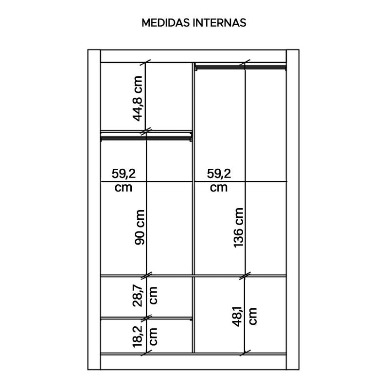 Guarda Roupa Solteiro Grande 2 Portas Branco Glass Caemmun
