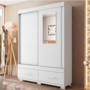 Guarda Roupa Mongi 2 Portas Com Espelho Branco Caemmun