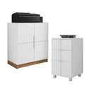 Kit Escritório Armário Baixo Com Gaveteiro Branco Caemmun