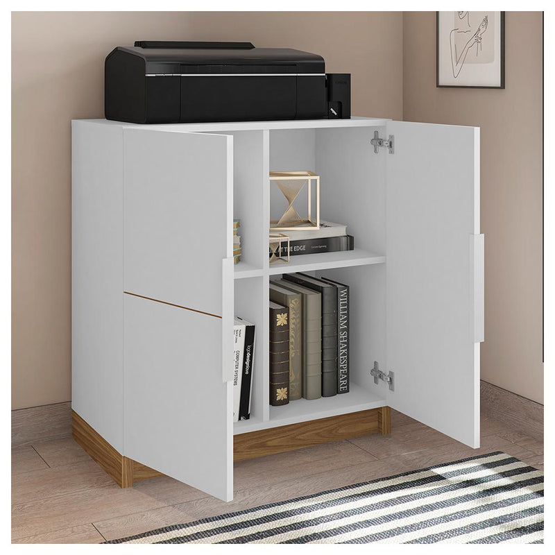 Kit Conjunto Armário Alto E Baixo Mesa Cubic Branco Caemmun
