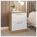 Mesa Cabeceira Quarto 2 Gavetas Sleep Marrom Branco Caemmun