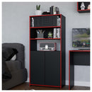 Kit Armário Alto Baixo Gamer Escritório Pixel Preto Caemmun