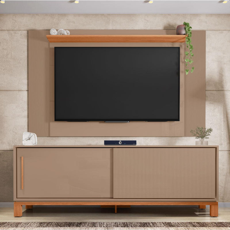 Bancada Rack Com Painel Para Tv Até 65 Polegadas Jace Cinza