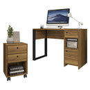 Kit Conjunto Escritório Mesa e Gaveteiro Marrom Sky Caemmun