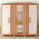 Guarda Roupa Casal 5 Portas Com Espelho Marta Marrom Caemmun