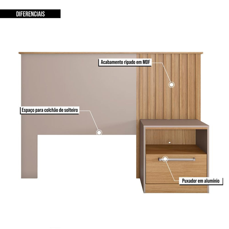 Cabeceira Para Cama De Solteiro Oberon Marrom Caemmun