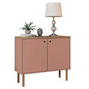 Armário Baixo 2 Portas Multi Rosa Com Pés Cilindrico Caemmun