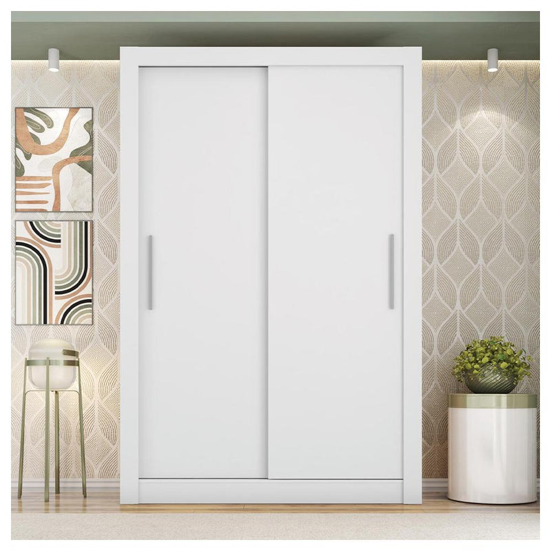 Guarda Roupa Solteiro Grande 2 Portas Glass Branco Caemmun