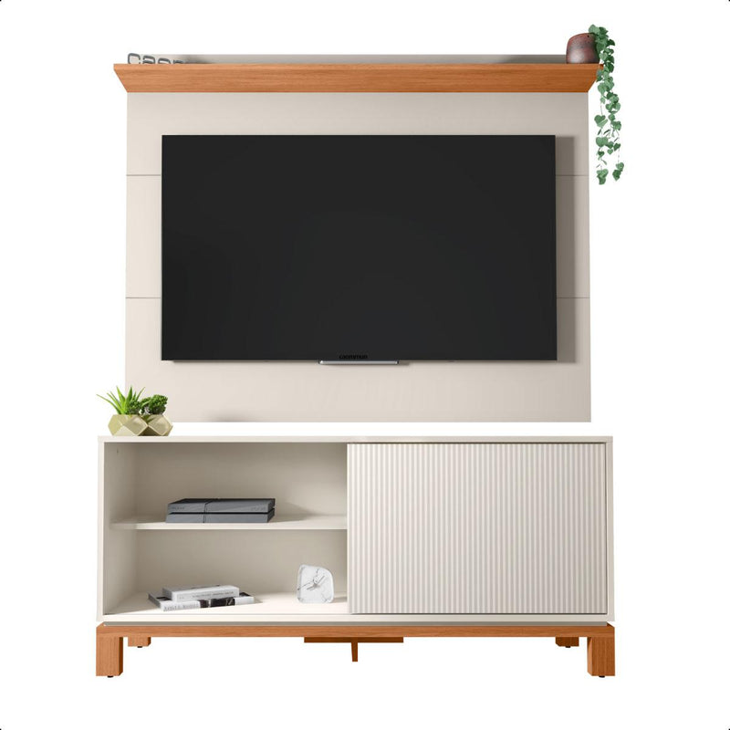 Bancada Rack Com Painel Para Tv Até 45 Polegadas Jace Bege