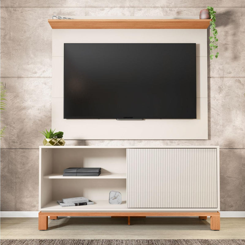 Bancada Rack Com Painel Para Tv Até 45 Polegadas Jace Bege