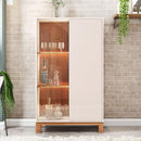 Cristaleira 2 Portas Com Led Interno Jace Bege Caemmun