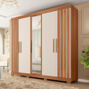 Guarda Roupa Casal 5 Portas Com Espelho Marta Marrom Caemmun