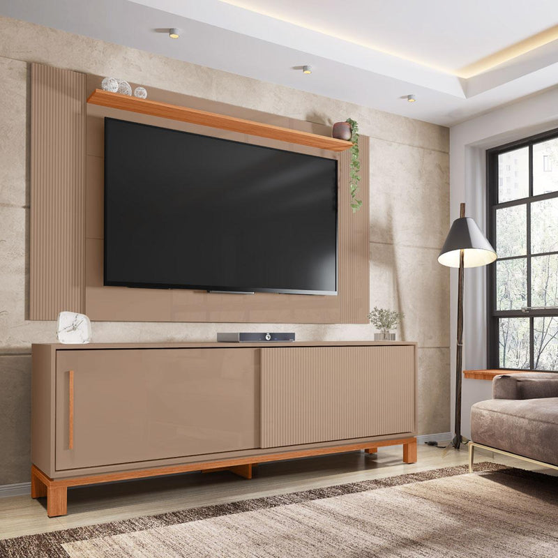 Bancada Rack Com Painel Para Tv Até 65 Polegadas Jace Cinza