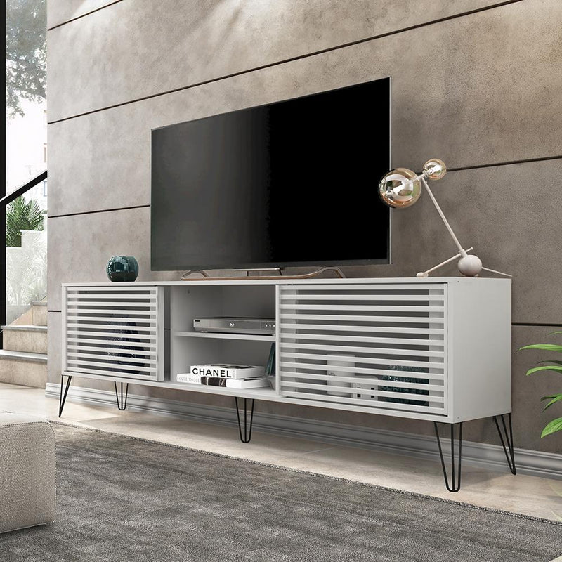 Bancada Rack TV até 70 Polegadas  New Frizz  Branco Caemmun