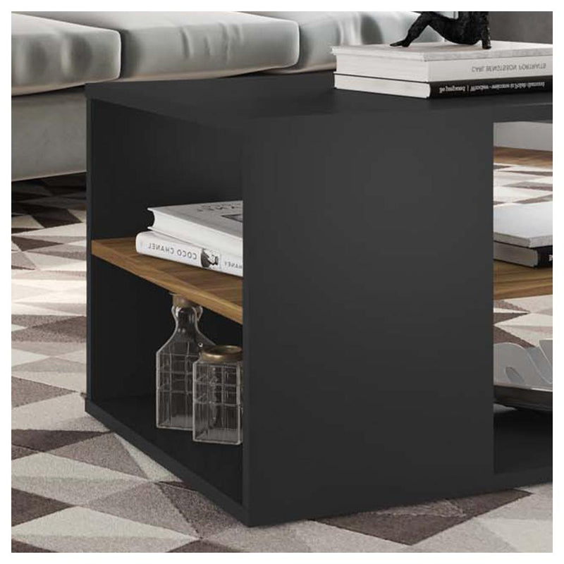 Mesa de Centro Retangular Com Divisória Opala Preto Caemmun