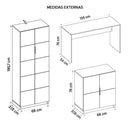 Kit Conjunto Escritório 4 Peças Cubic Branco Caemmun