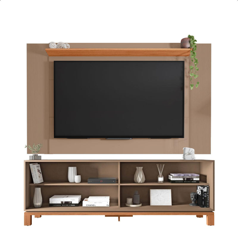 Bancada Rack Com Painel Para Tv Até 65 Polegadas Jace Cinza