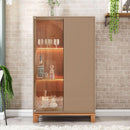 Cristaleira 2 Portas Com Led Interno Jace Cinza Caemmun