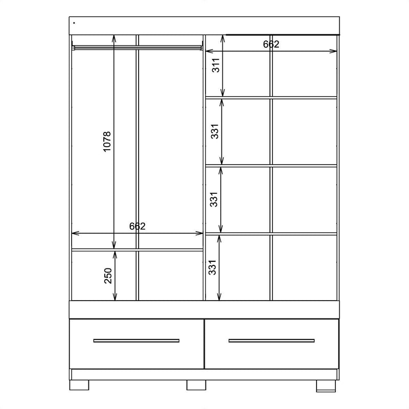 Guarda Roupa Mongi 2 Portas 2 Gavetas Branco Caemmun