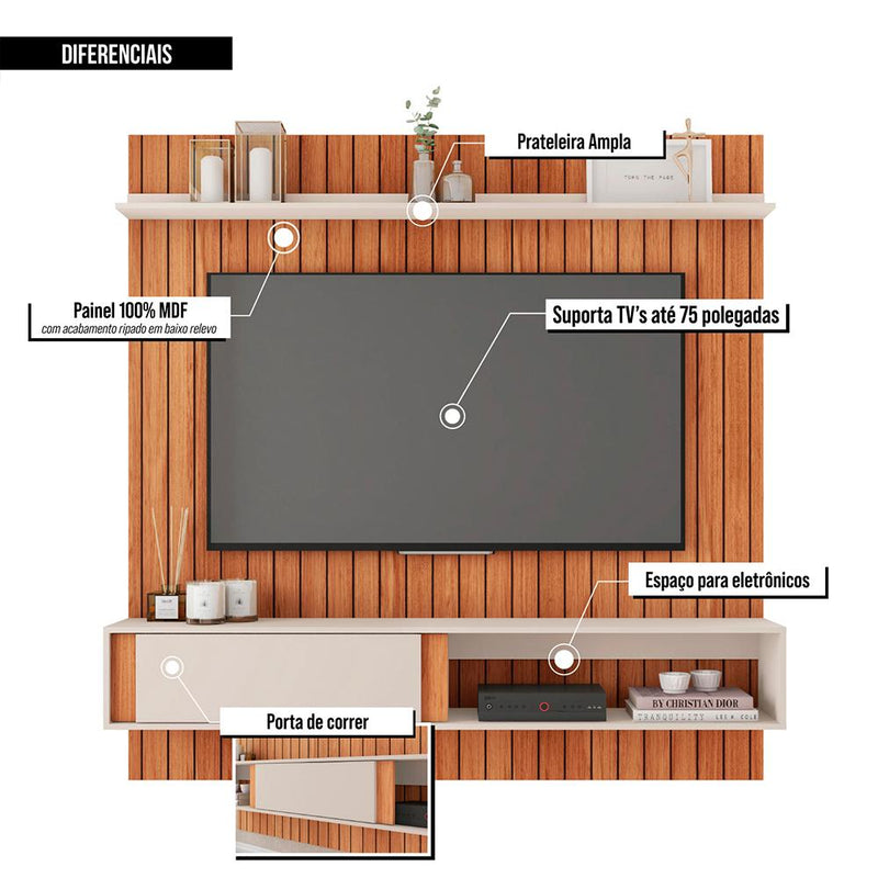 Painel Para TV até 65 Polegadas Sena Marrom Caemmun