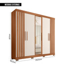 Guarda Roupa Casal 5 Portas Com Espelho Marta Marrom Caemmun