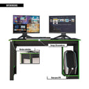 Mesa Gamer Para Computador Escrivaninha Preta Verde Caemmun