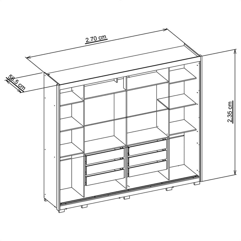 Guarda Roupa Casal Roma 2 Portas 6 Gavetas Marrom Caemmun