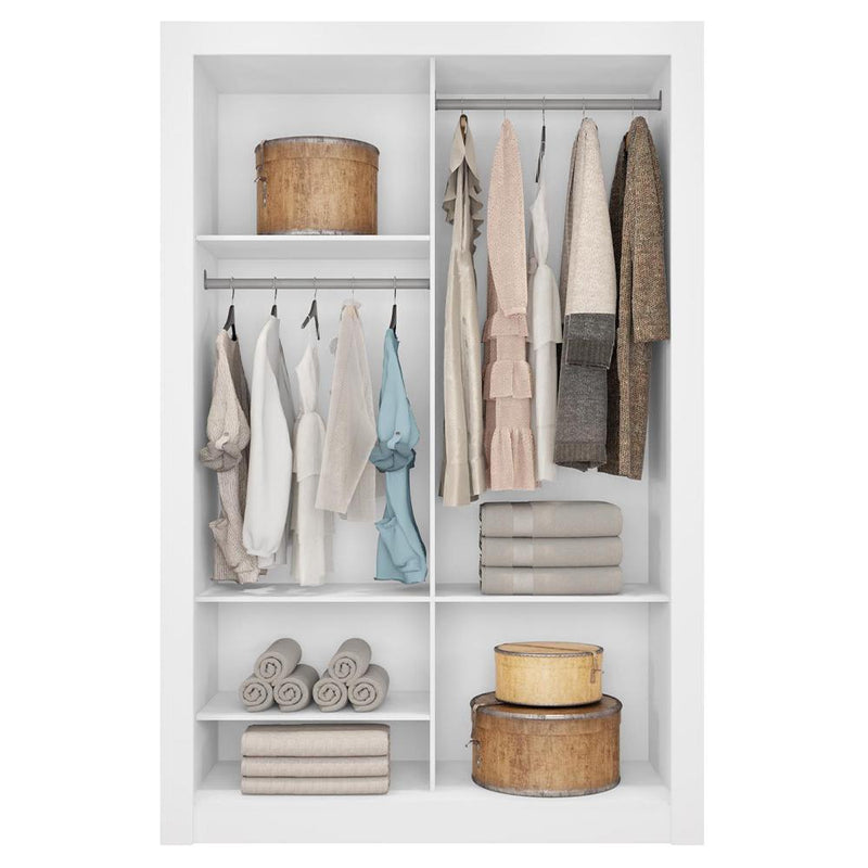 Guarda Roupa Solteiro 2 Portas Com Espelhos Branco Glass