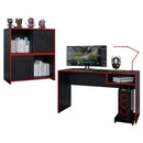 Kit Mesa Gamer Armário Alto Escritório Pixel Preto Caemmun