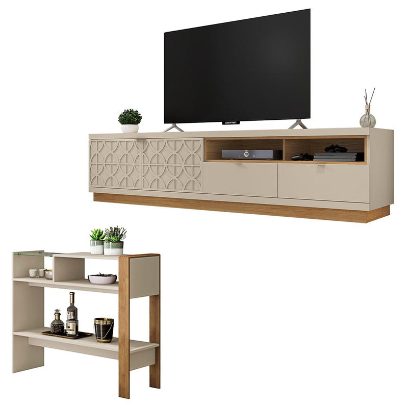 Conjunto Sala de Estar Rack Aparador Bancada Renda Caemmun