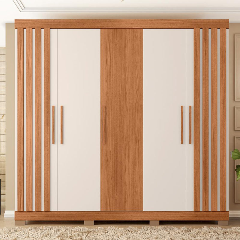 Guarda Roupa Casal 5 Portas 2 Gavetas Marta Marrom Caemmun