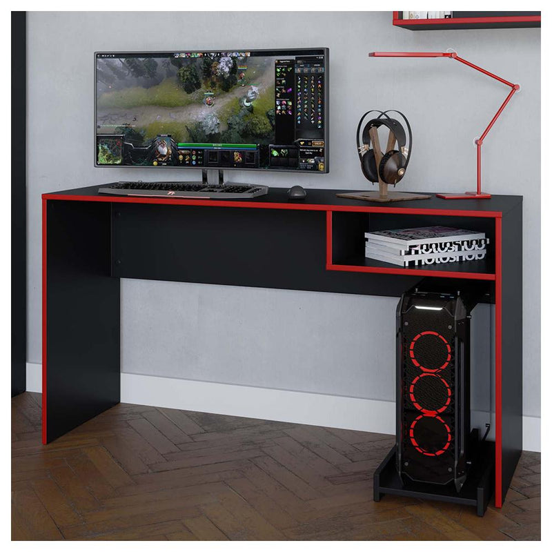 Kit Mesa Gamer Armário Alto Escritório Pixel Preto Caemmun