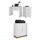 Kit Conjunto Cubic Para Escritório 3 Peças Branco Caemmun