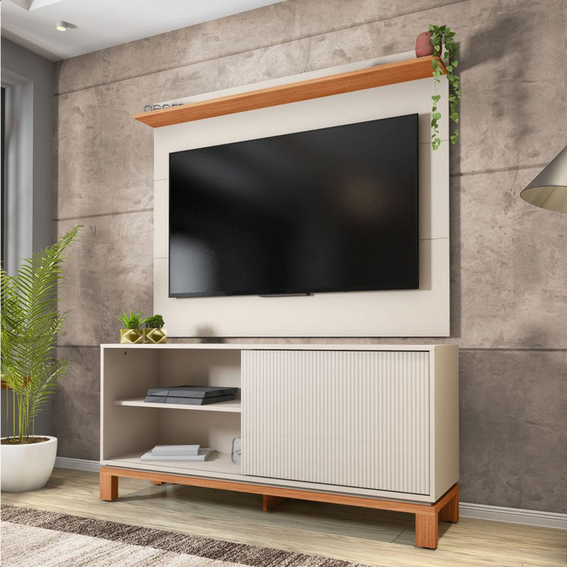 Bancada Rack Com Painel Para Tv Até 45 Polegadas Jace Bege