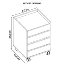Gaveteiro 4 Gavetas Para Escritório Branco Meta Caemmun