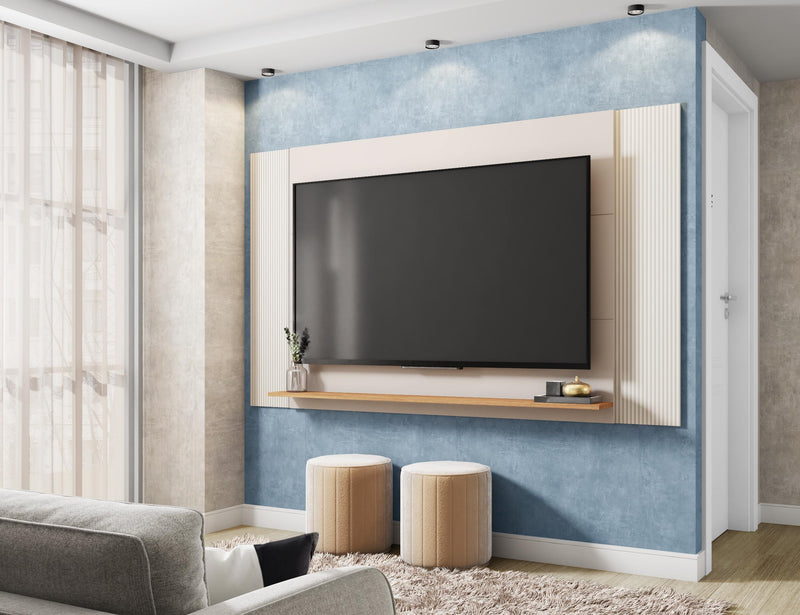 Painel Para Tv Até 65 Polegadas 3 Em 1 Jace Bege