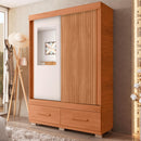 Guarda Roupa Mongi 2 Porta Com Espelho Marrom Ripado Caemmun