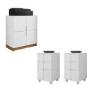 Kit Escritório Armário Com 2 Gaveteiros Cubic Branco Caemmun