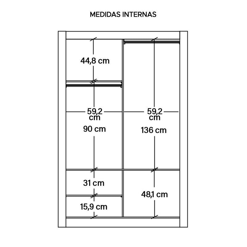 Guarda Roupa Solteiro 2 Portas Com Espelho E 4 Gavetas Preto