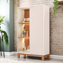 Cristaleira 2 Portas Com Led Interno Jace Bege Caemmun