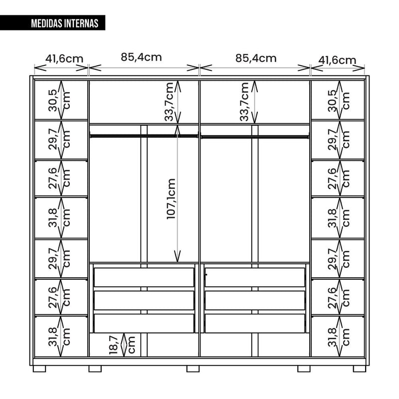 Guarda Roupa Casal 6 Portas 6 Gavetas Espartacus Marrom