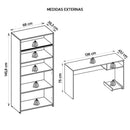 Kit Mesa Gamer Armário Alto Escritório Pixel Preto Caemmun