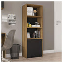 Armário Alto Escritório 1 Porta Recta Marrom Preto Caemmun