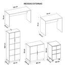 Kit Conjunto Escritório 9 Peças Cubic Branco Caemmun